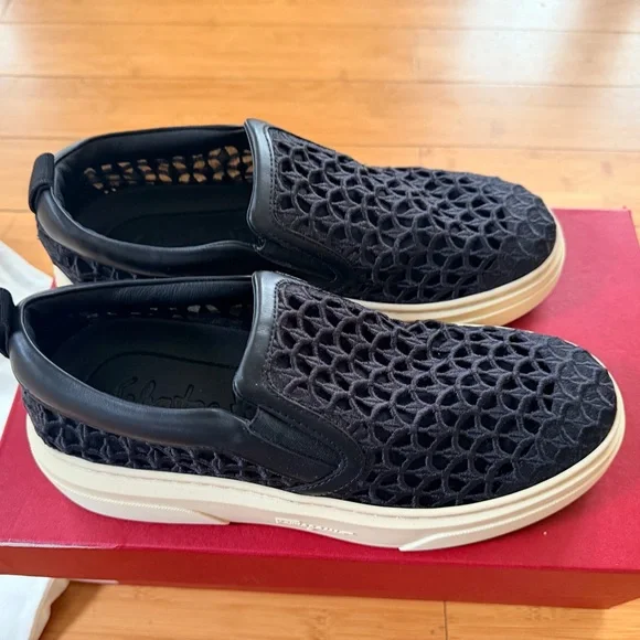 Salvatore Ferragamo Women's Cassina La Leather-Trim Slip-On Sneaker
